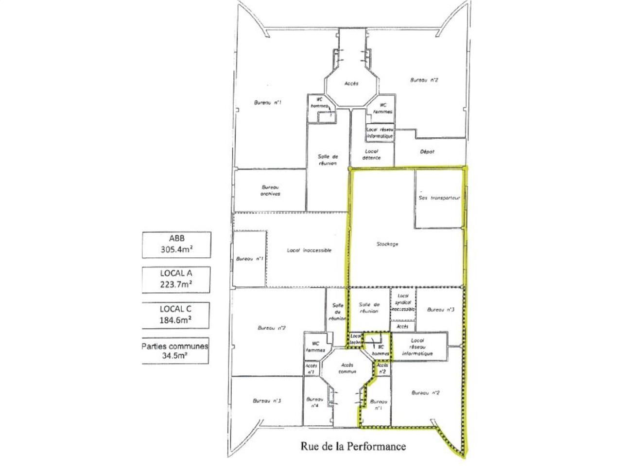 Location bureaux 243 m² non divisibles