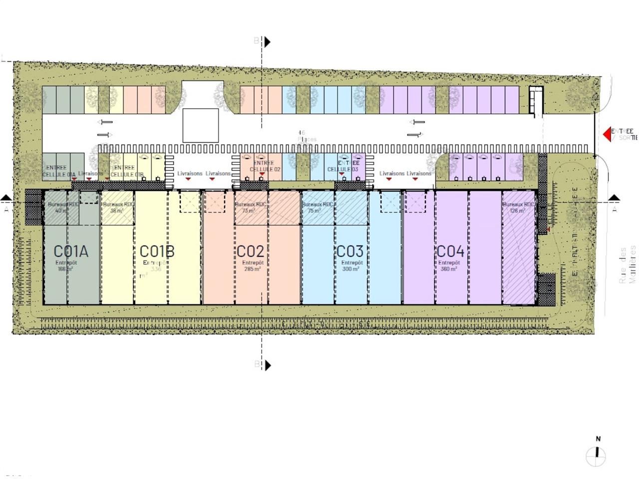 Vente entrepots 1292 m² divisibles à partir de 268 m²