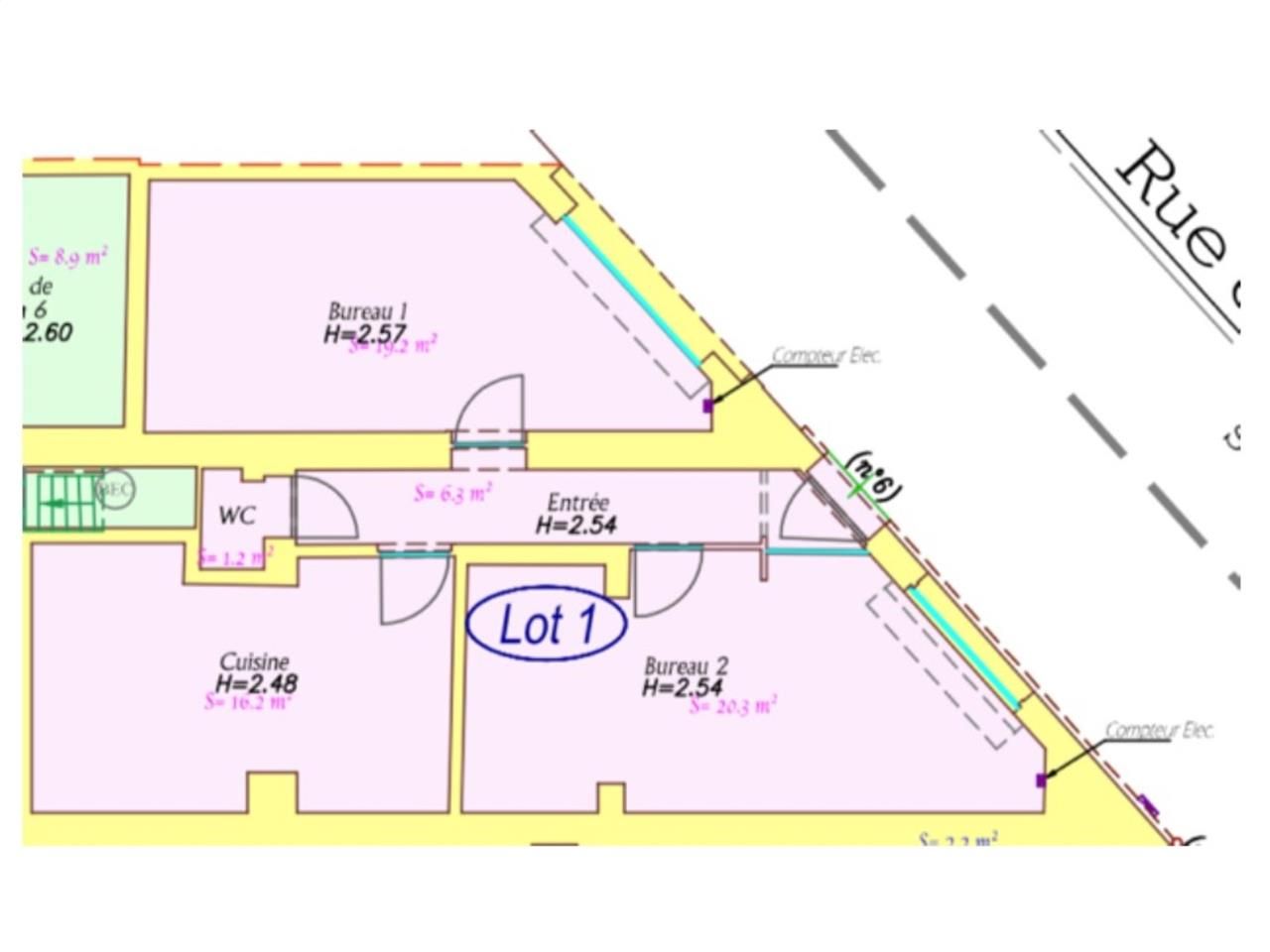 Vente bureaux 63 m² non divisibles