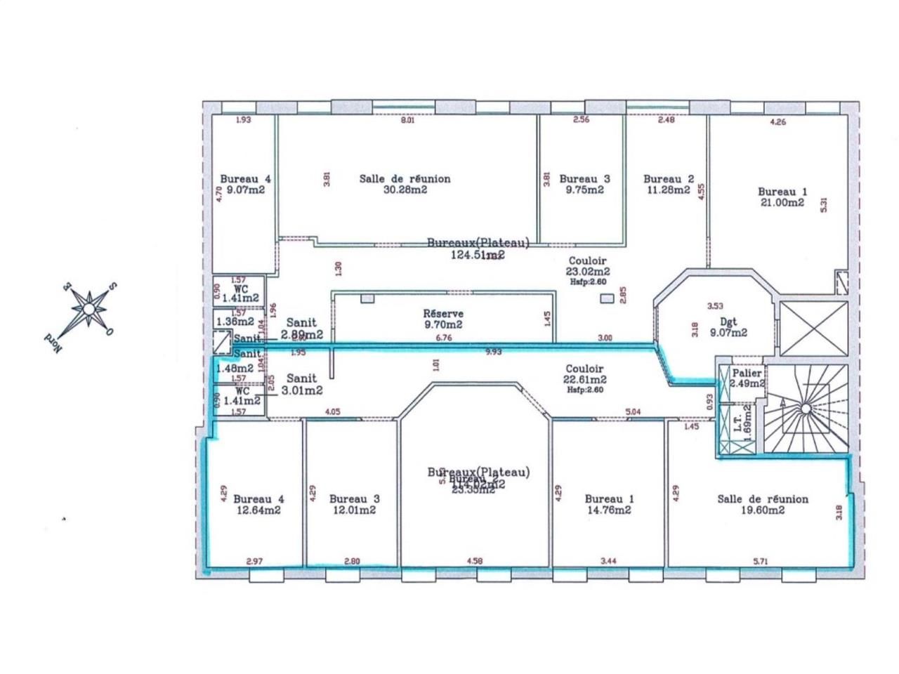 Location bureaux 126 m² non divisibles