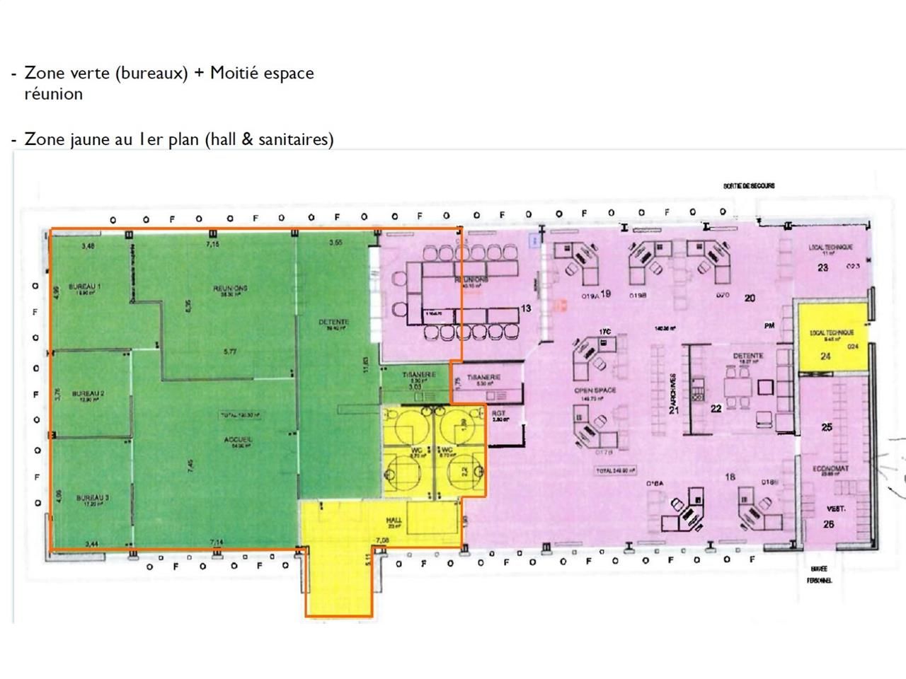 Location bureaux 240 m² non divisibles