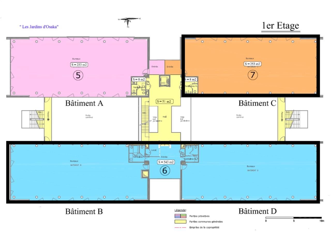 Location bureaux 554 m² divisibles à partir de 277 m²