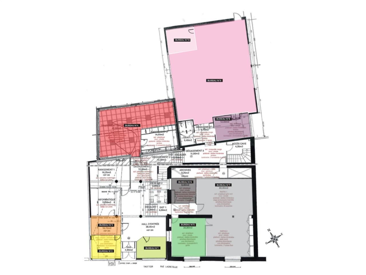 Vente bureaux 1051 m² non divisibles
