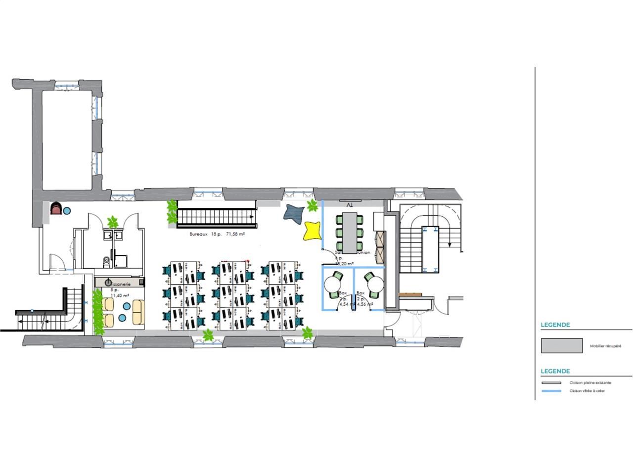 Location bureaux 201 m² non divisibles