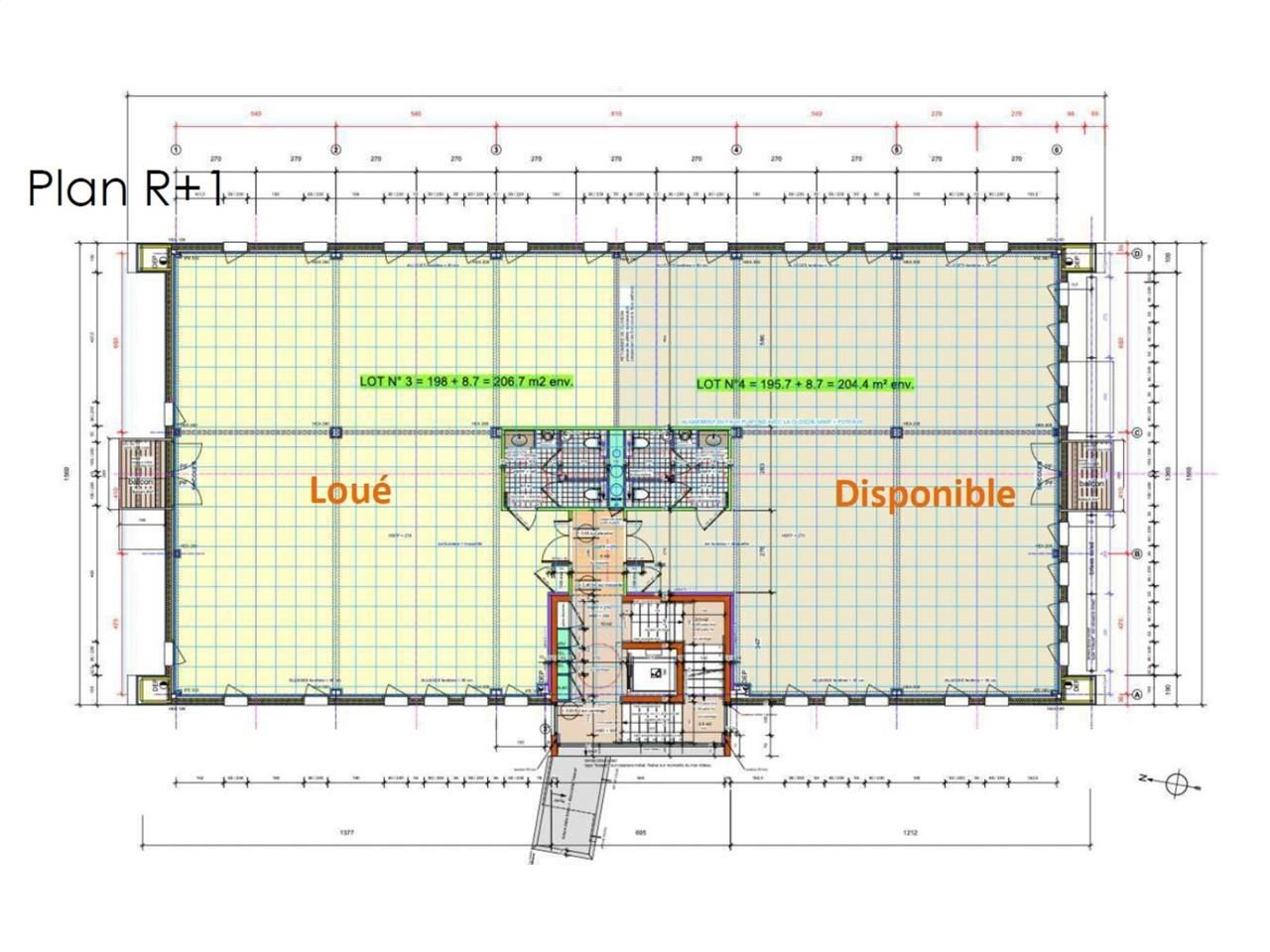 Location bureaux 214 m² non divisibles