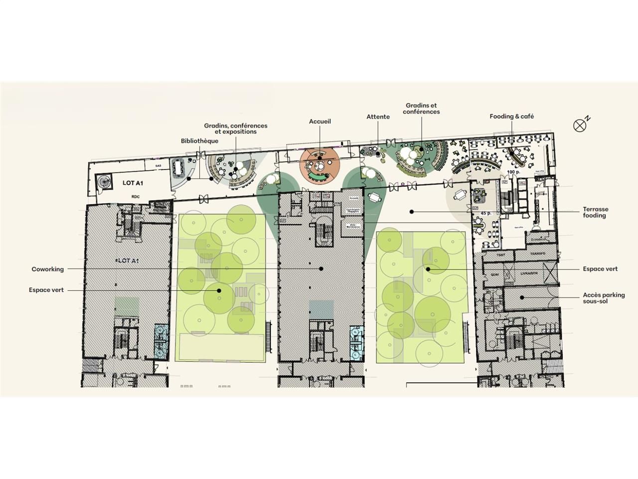 Location bureaux 14829 m² non divisibles