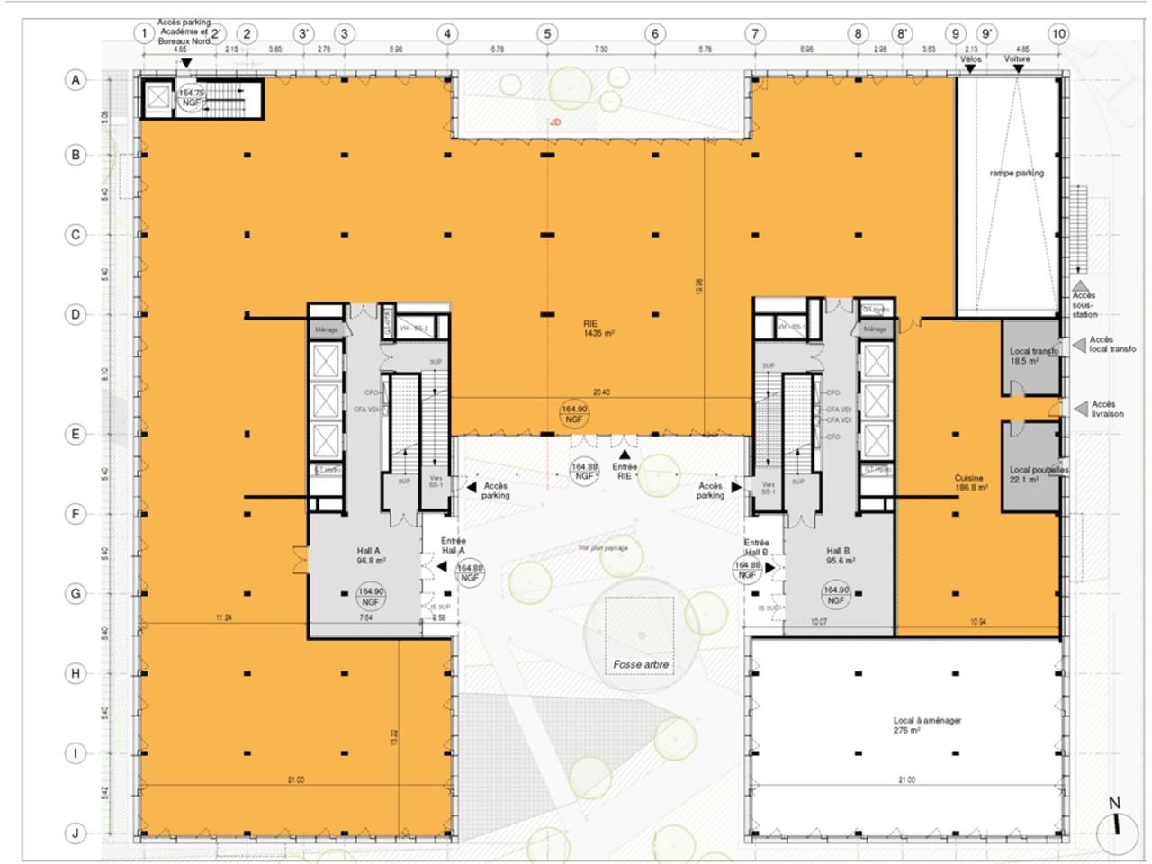Location bureaux 15876 m² divisibles à partir de 1010 m²