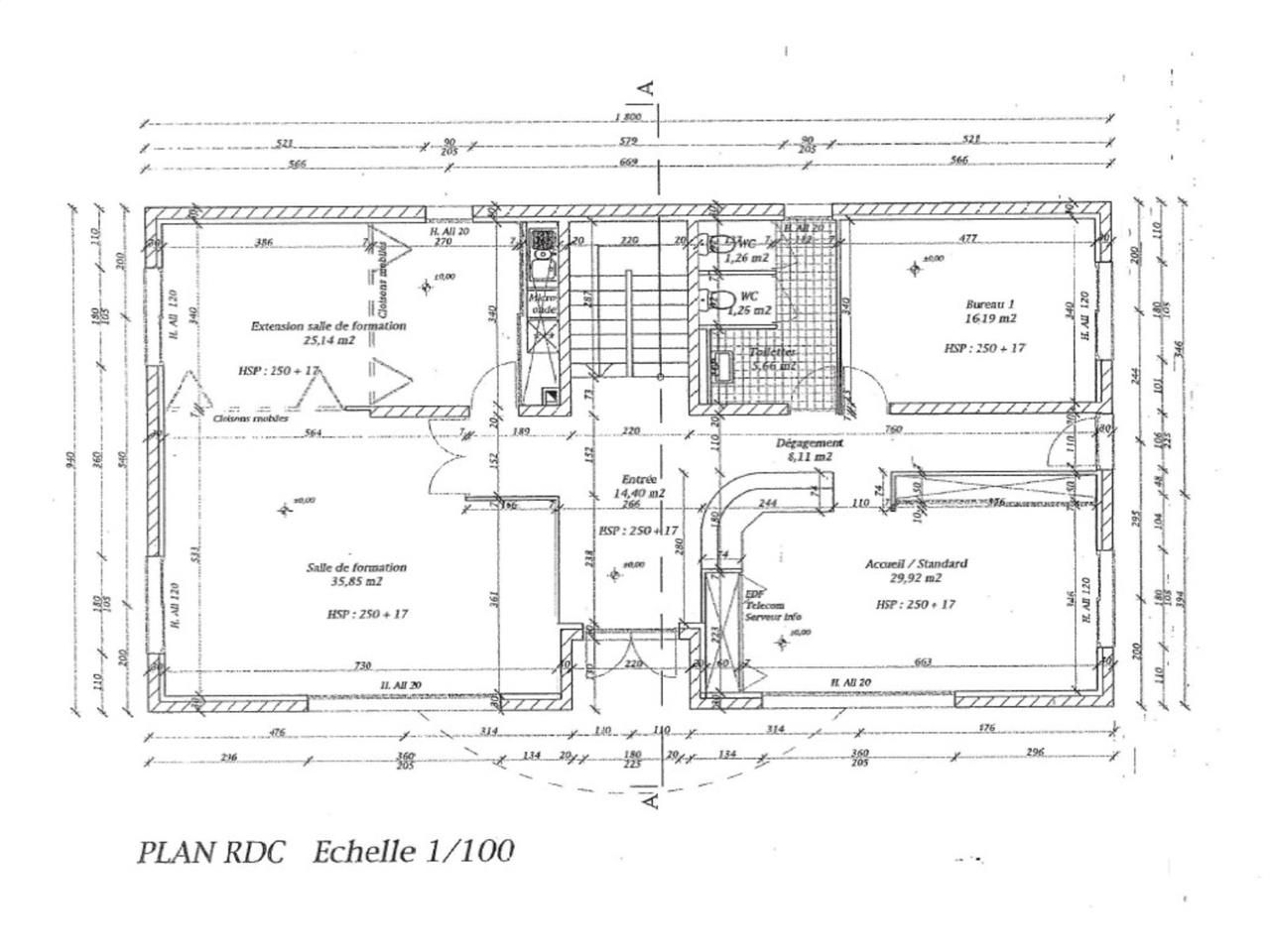 Location bureaux 450 m² non divisibles