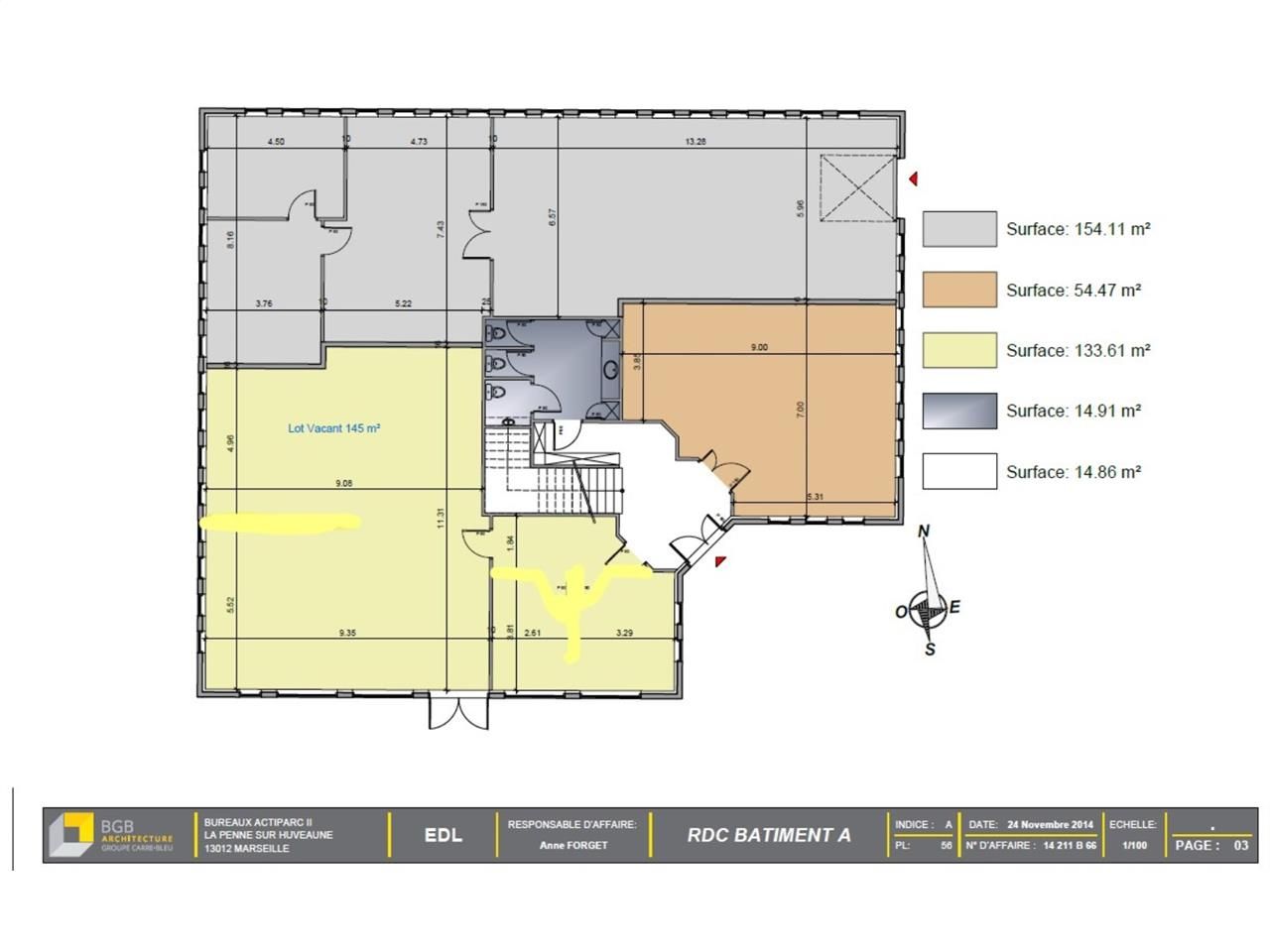 Location bureaux 400 m² divisibles à partir de 145 m²