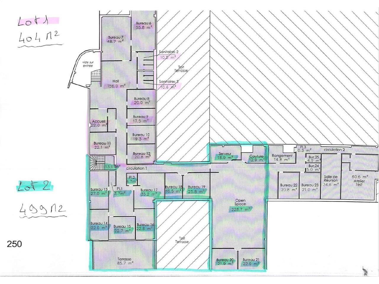 Location bureaux 903 m² divisibles à partir de 404 m²