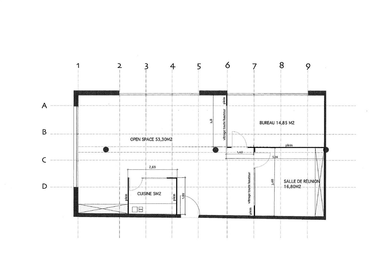 Vente bureaux 87 m² non divisibles