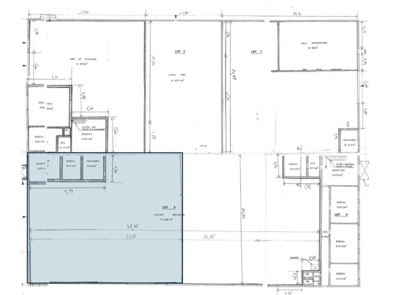 Location entrepots 591 m² non divisibles