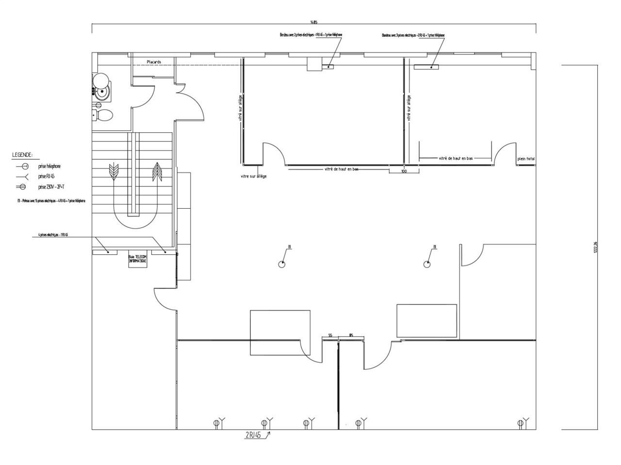 Vente bureaux 166 m² non divisibles