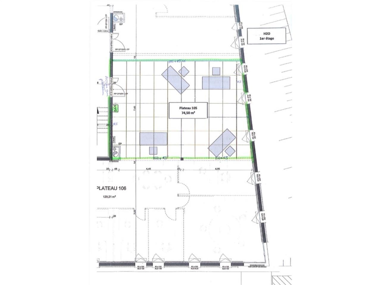 Location bureaux 74 m² non divisibles