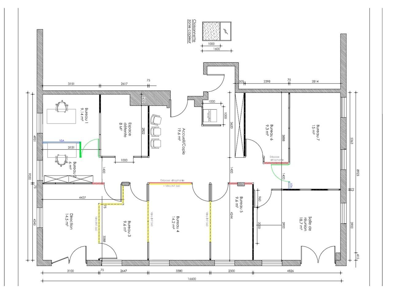 Location bureaux 149 m² non divisibles