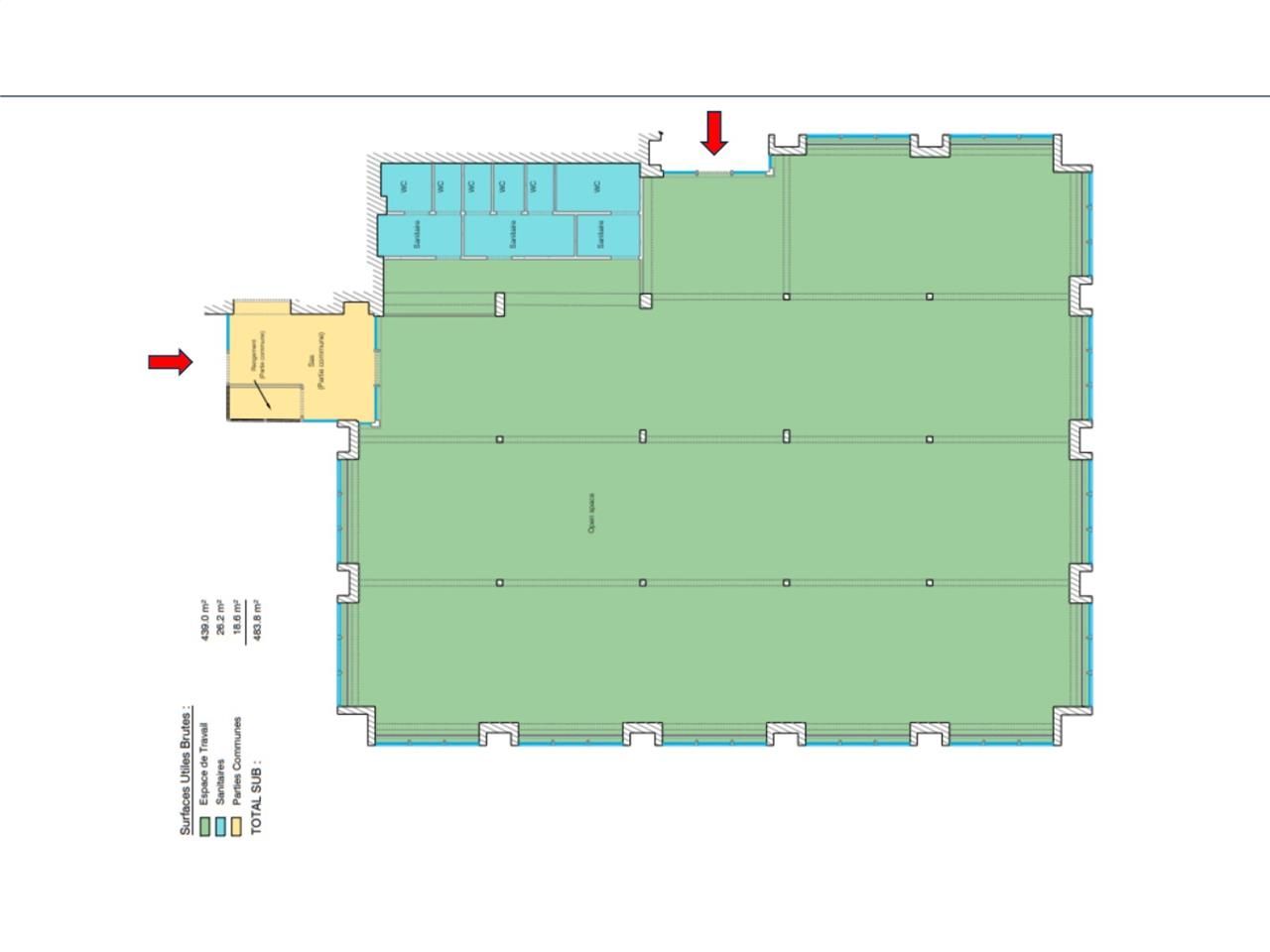Location bureaux 480 m² non divisibles