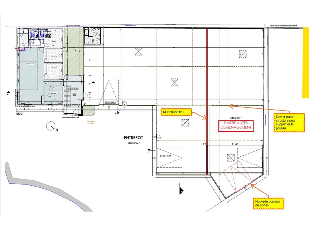 Location entrepots 808 m² non divisibles