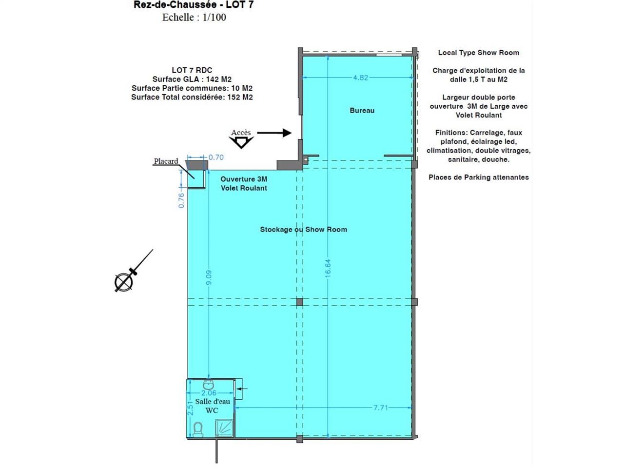 Location entrepots 152 m² non divisibles