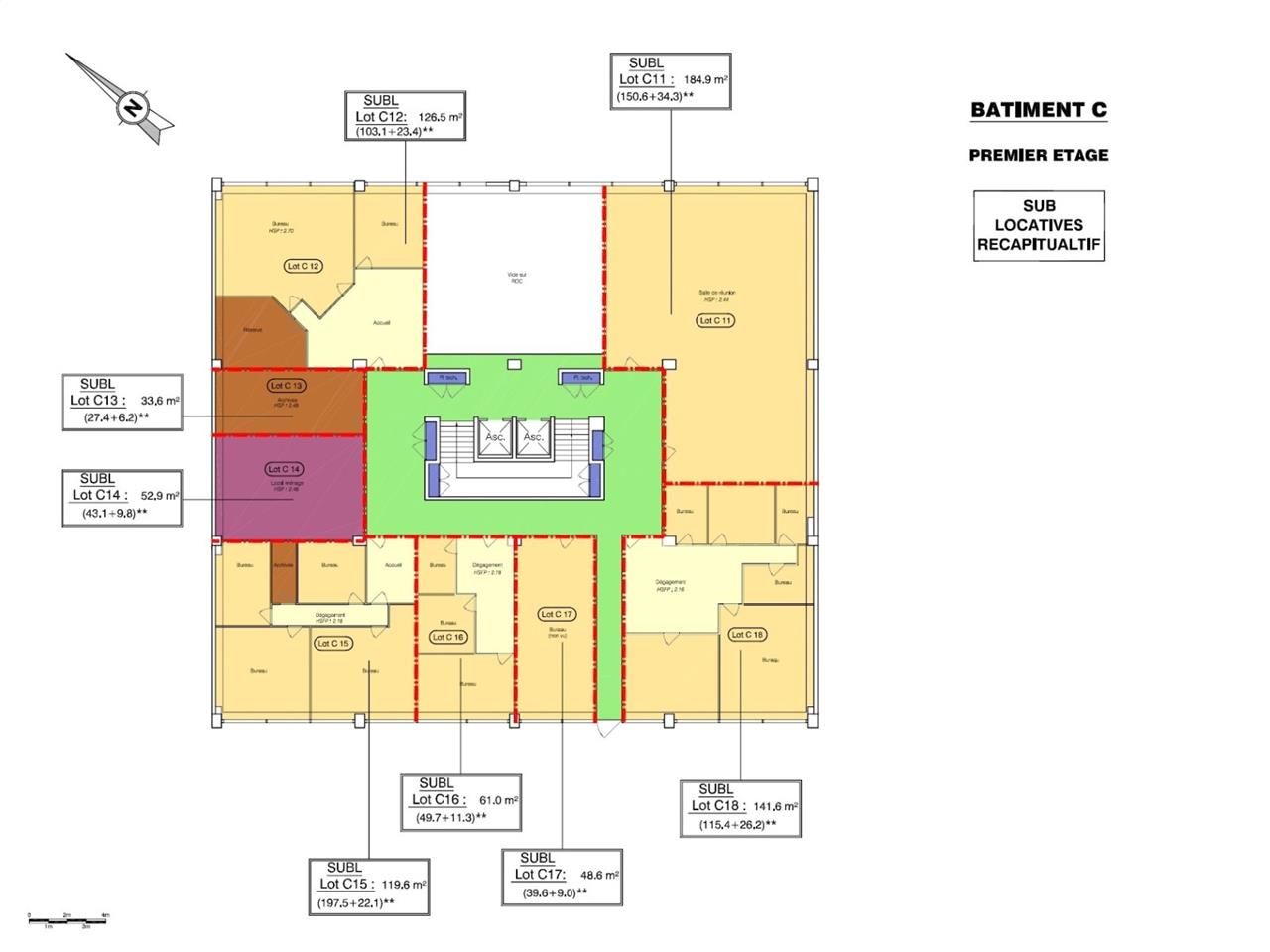Location bureaux 875 m² divisibles à partir de 42 m²