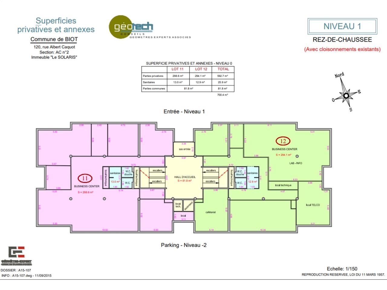 Vente bureaux 2104 m² non divisibles