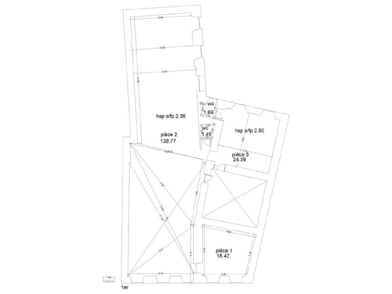 Location bureaux 185 m² non divisibles