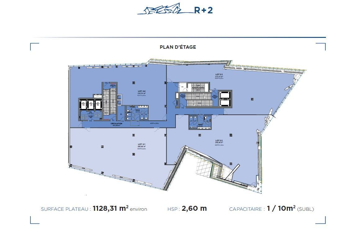 Location bureaux 2175 m² divisibles à partir de 911 m²