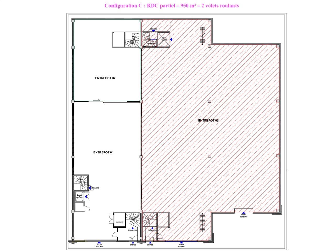 Location entrepots 950 m² non divisibles