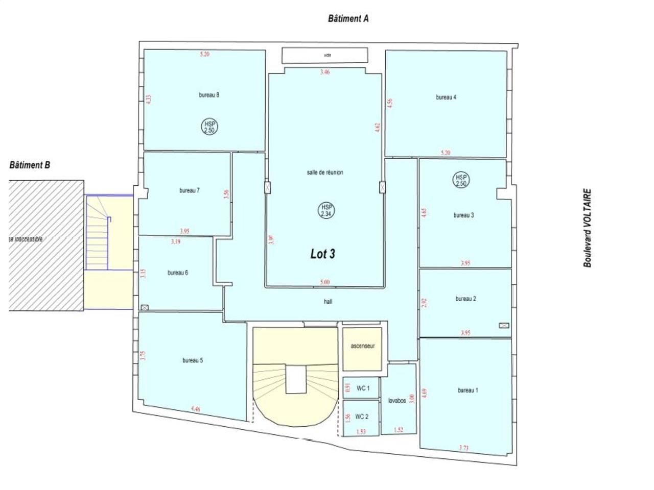 Location bureaux 925 m² divisibles à partir de 165 m²