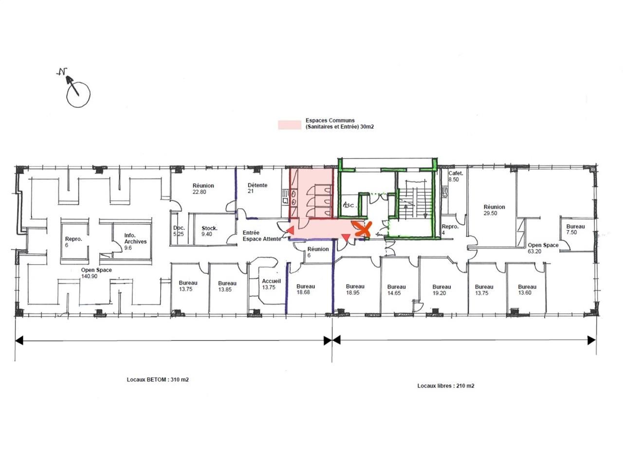 Location bureaux 520 m² divisibles à partir de 210 m²