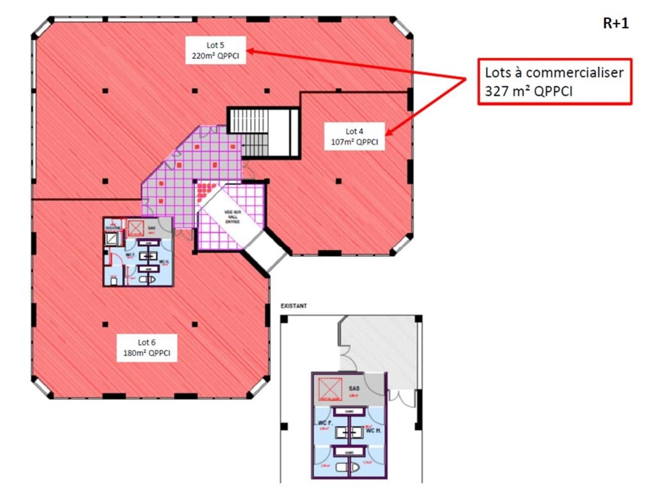 Location bureaux 327 m² non divisibles