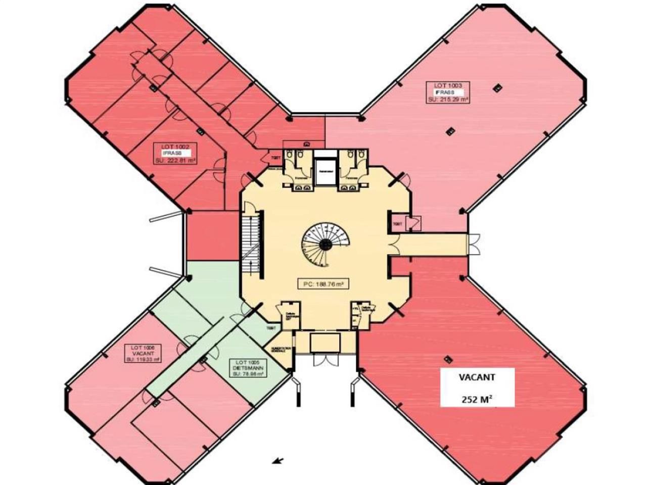 Location bureaux 252 m² non divisibles
