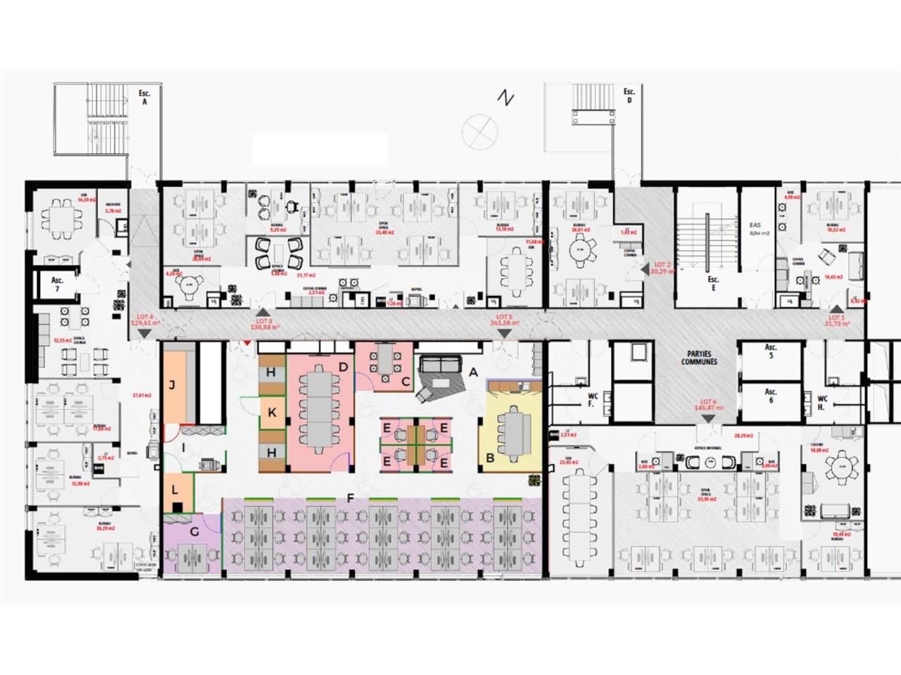 Location bureaux 6254 m² divisibles à partir de 603 m²