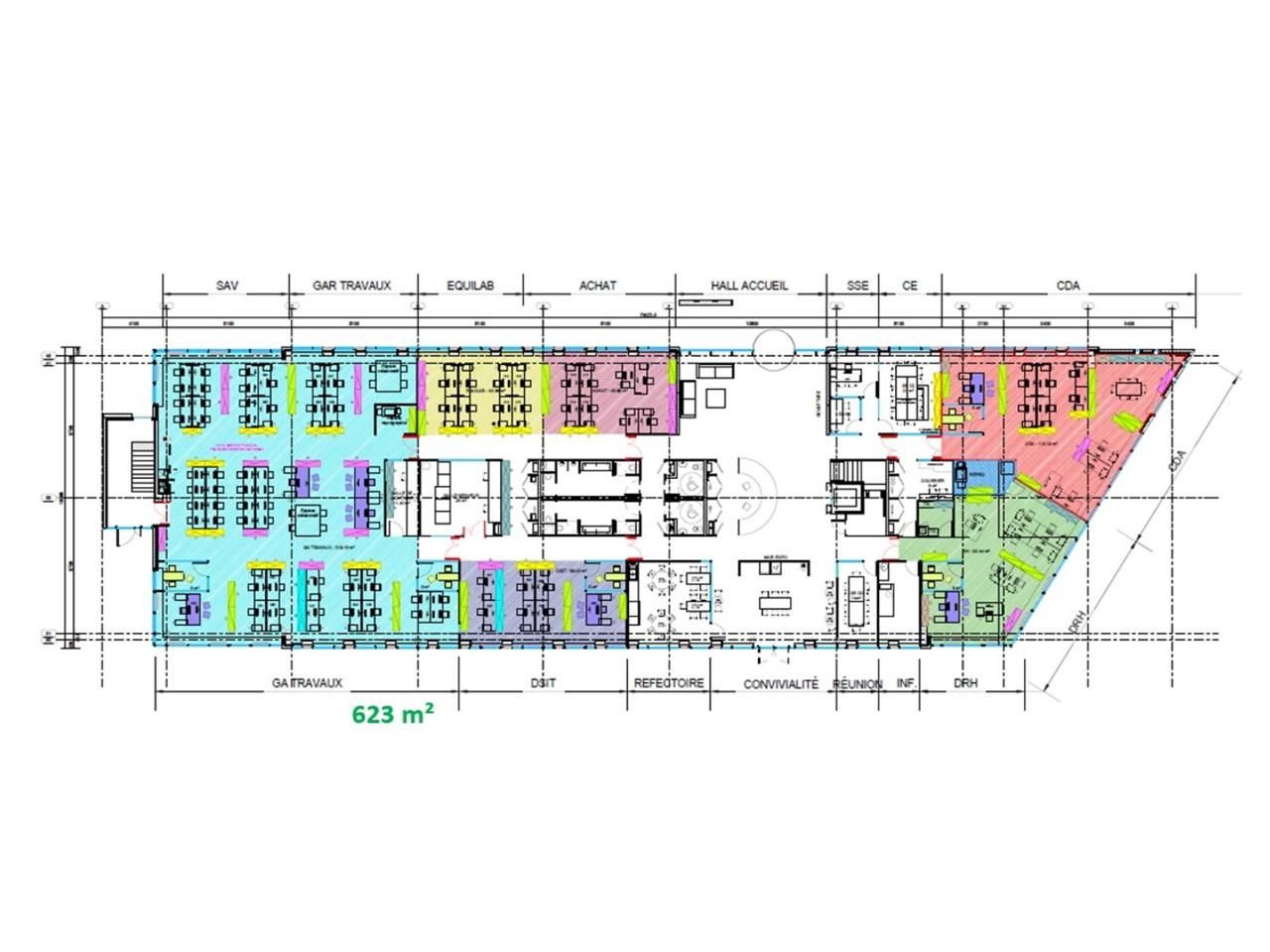 Location bureaux 623 m² non divisibles