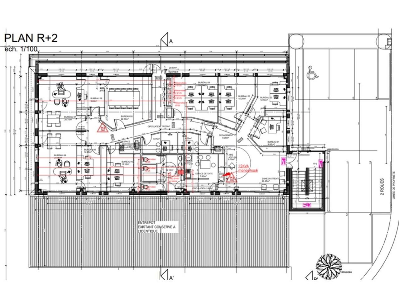 Location bureaux 261 m² non divisibles