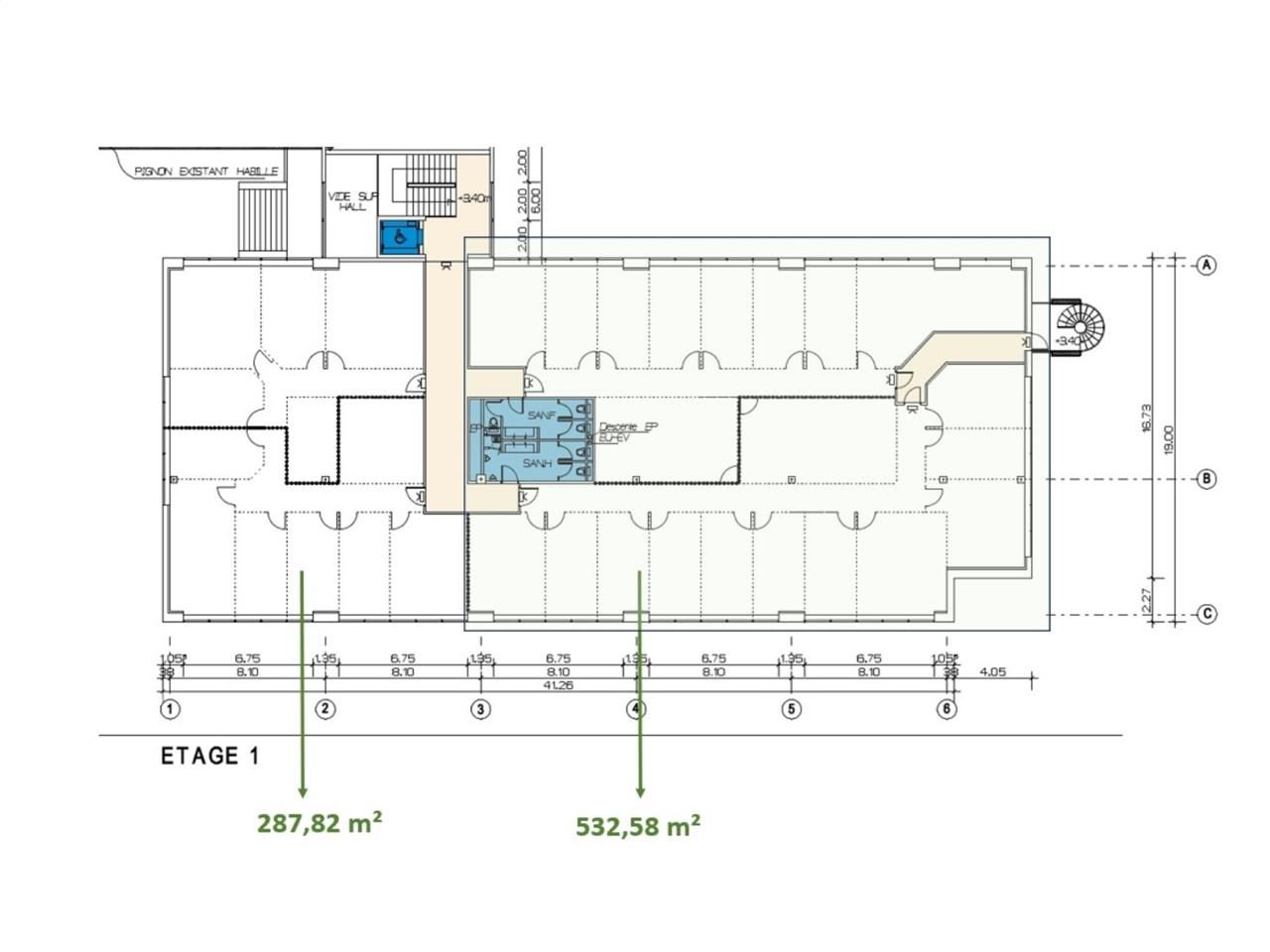 Location bureaux 820 m² divisibles à partir de 250 m²