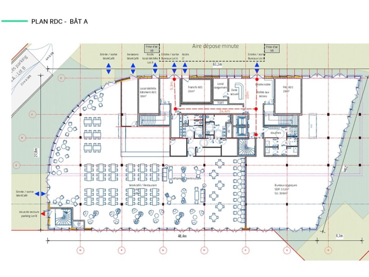 Location bureaux 11394 m² divisibles à partir de 1000 m²