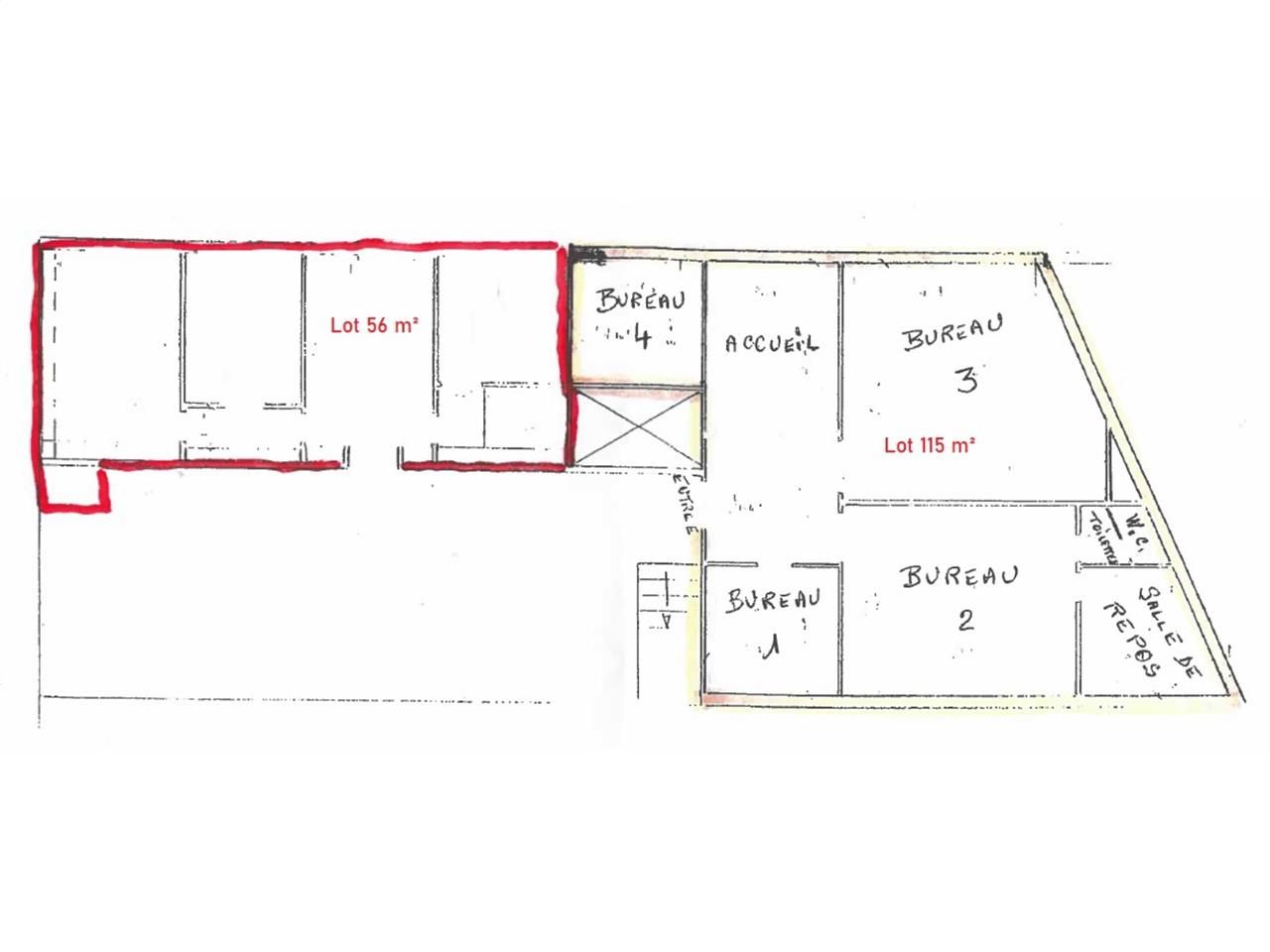 Location bureaux 171 m² divisibles à partir de 56 m²