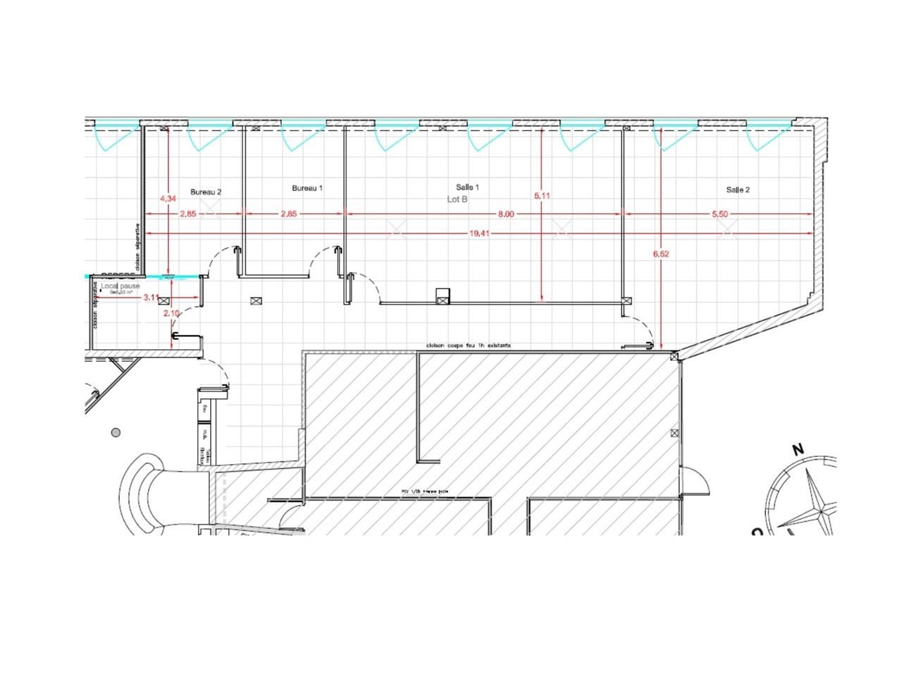 Location bureaux 144 m² non divisibles