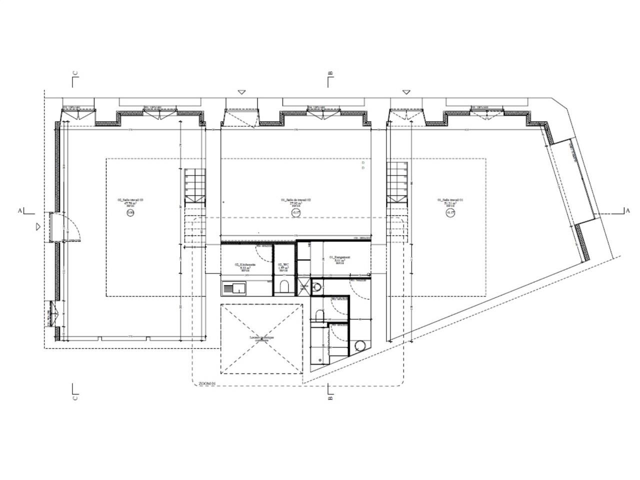 Location bureaux 203 m² non divisibles