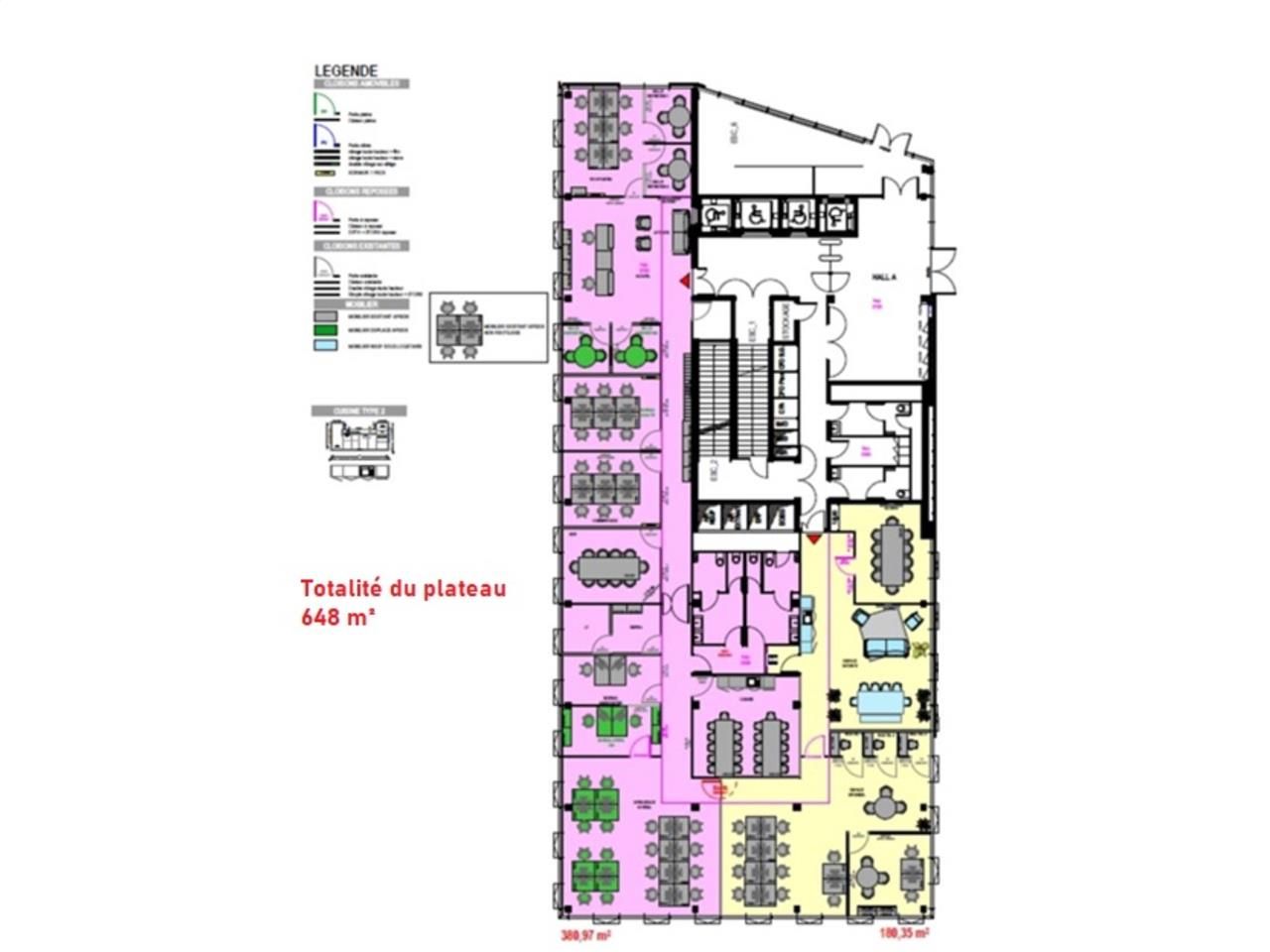 Location bureaux 648 m² non divisibles