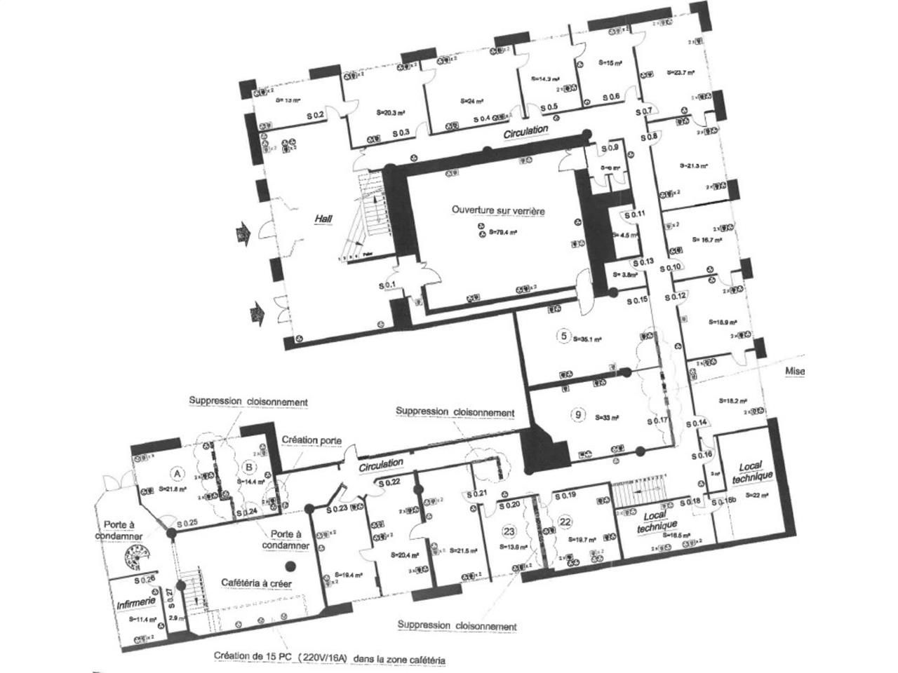 Vente bureaux 1376 m² non divisibles