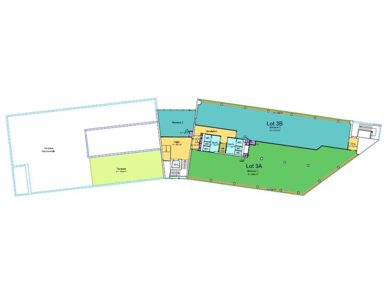 Location bureaux 308 m² non divisibles