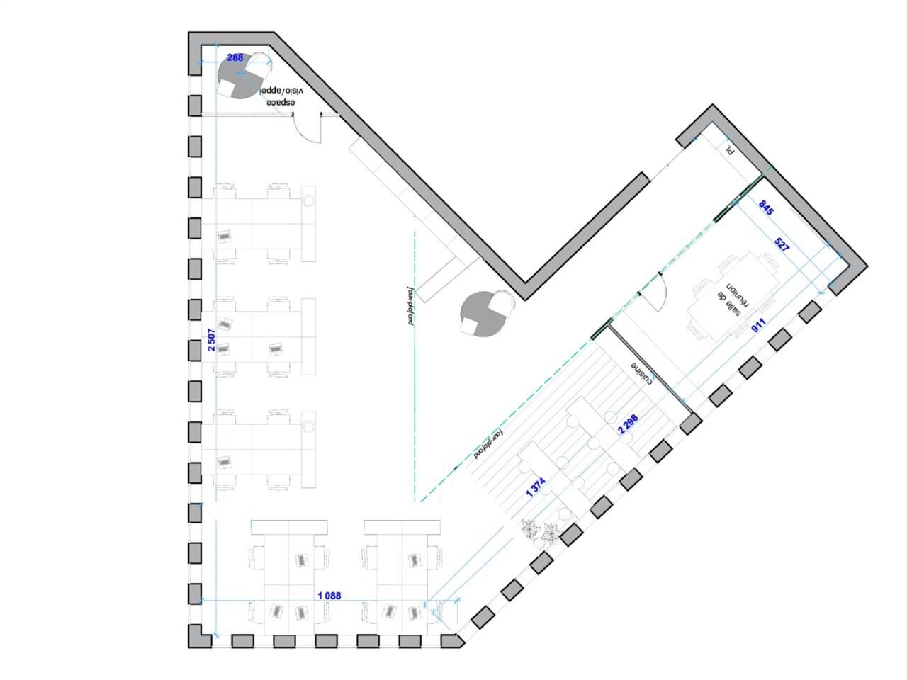 Location bureaux 200 m² non divisibles