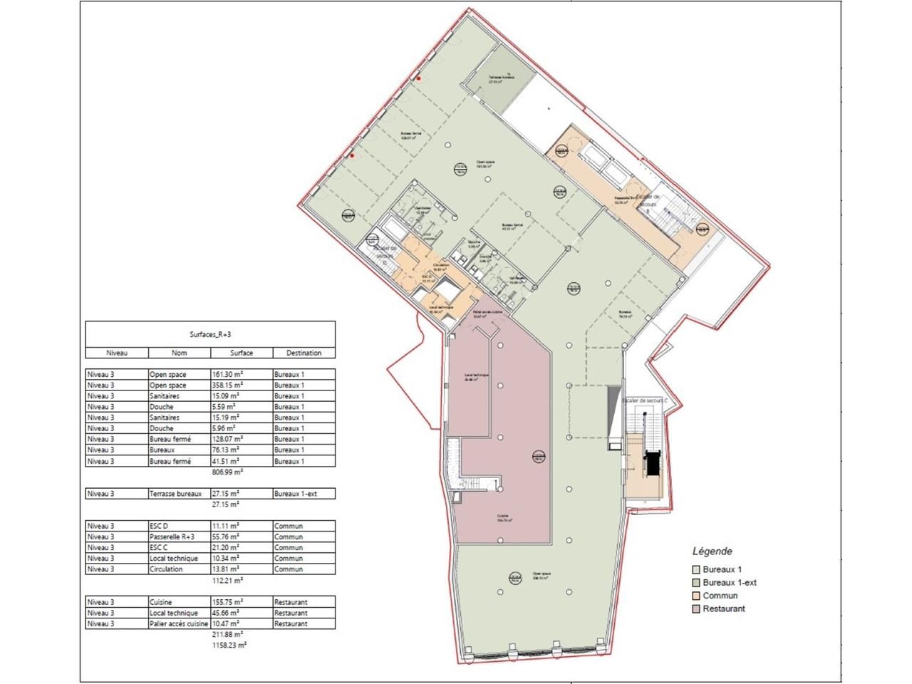 Location bureaux 971 m² non divisibles