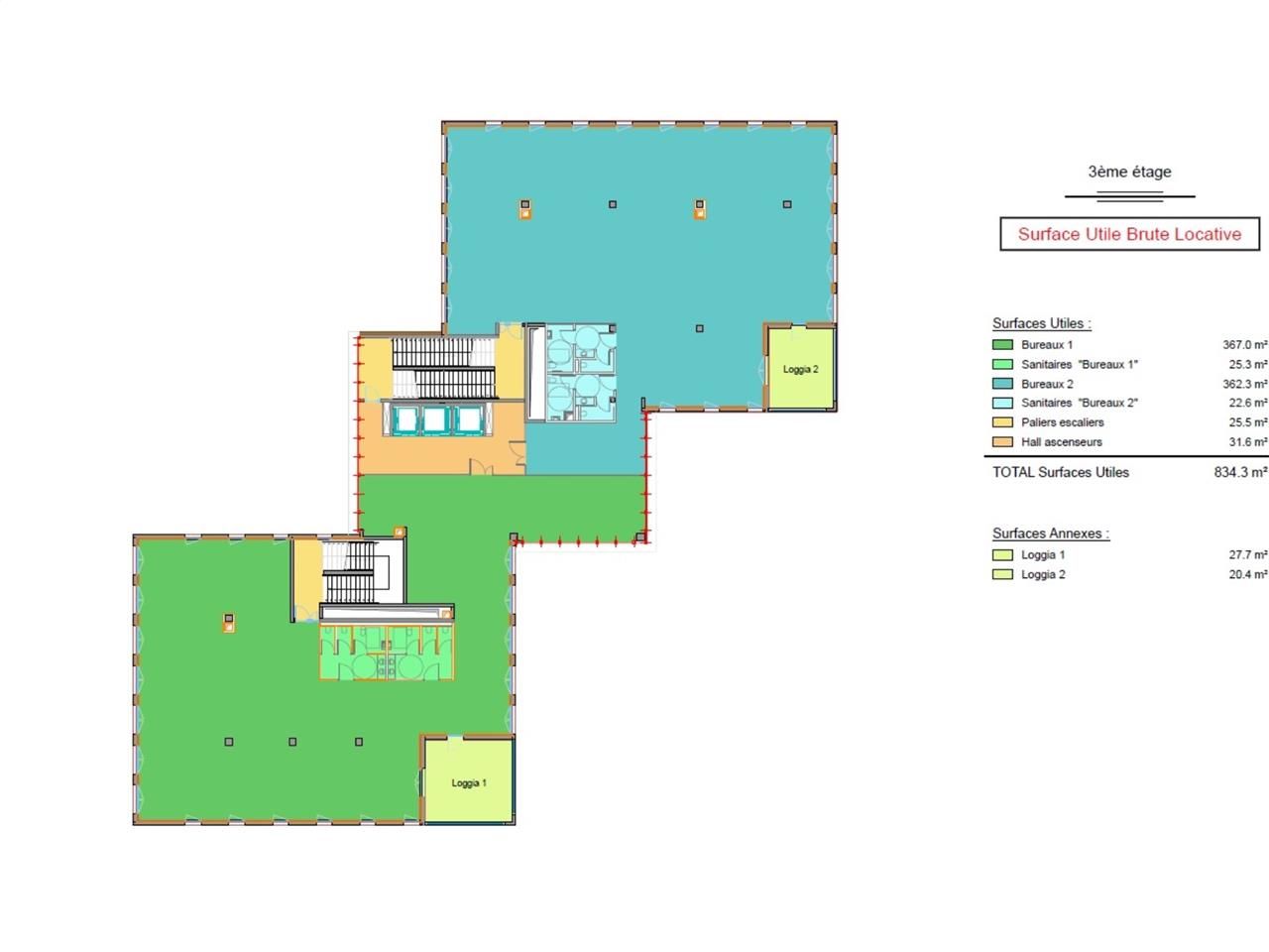 Location bureaux 902 m² non divisibles