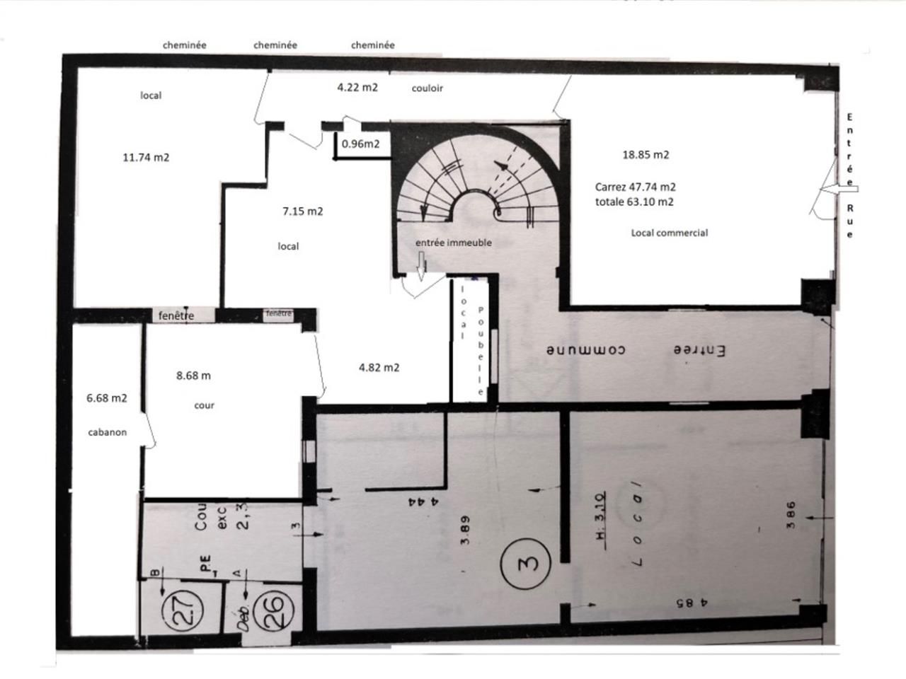 Vente bureaux 48 m² non divisibles