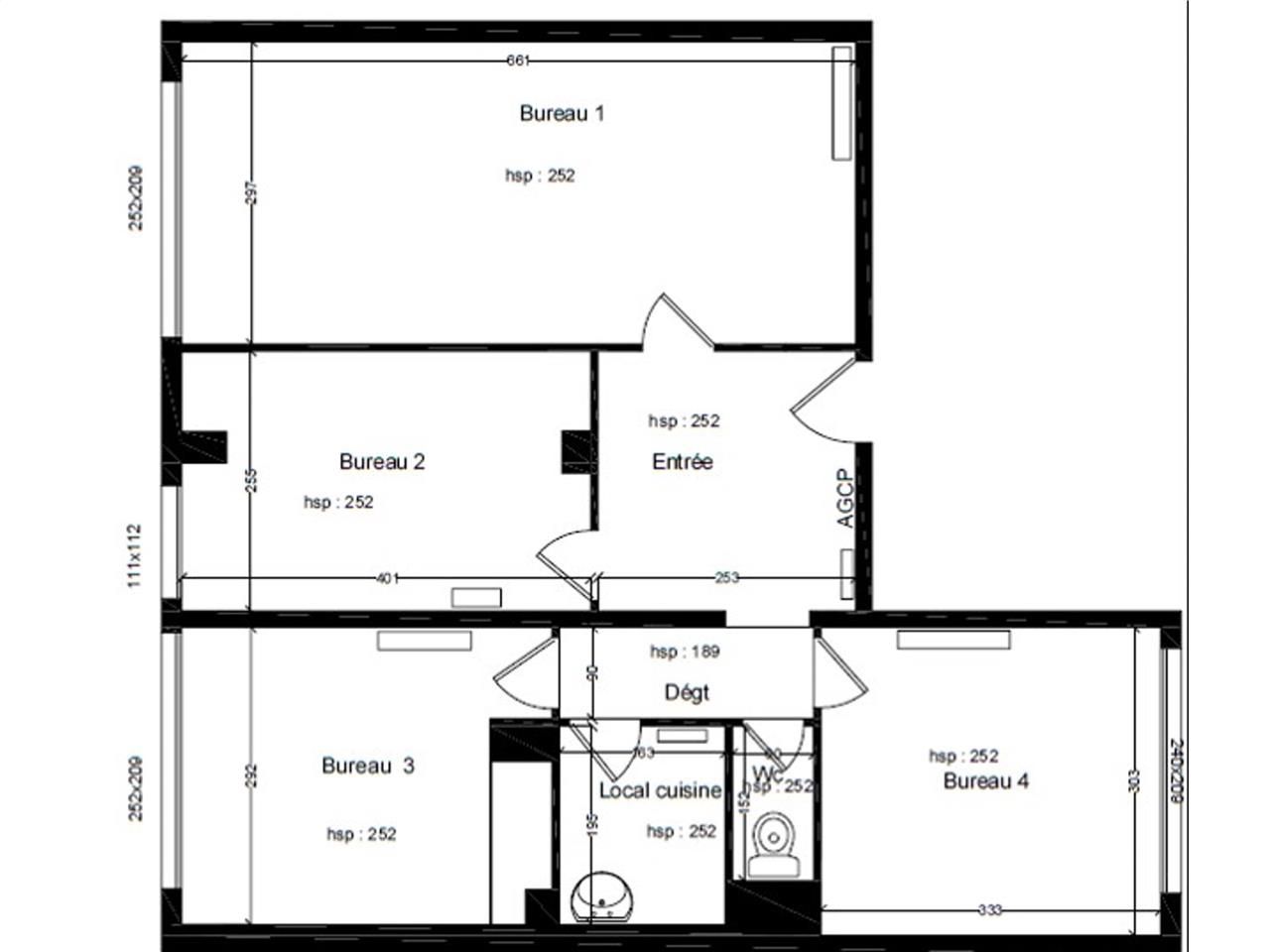 Vente bureaux 63 m² non divisibles