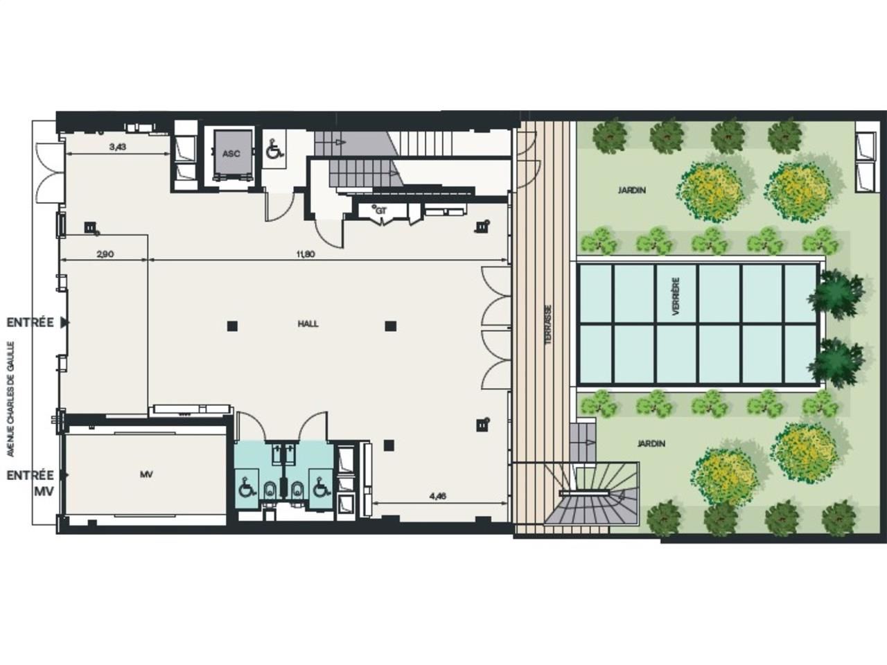 Vente bureaux 2044 m² non divisibles