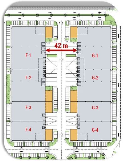Location entrepots 5425 m² divisibles à partir de 1075 m²