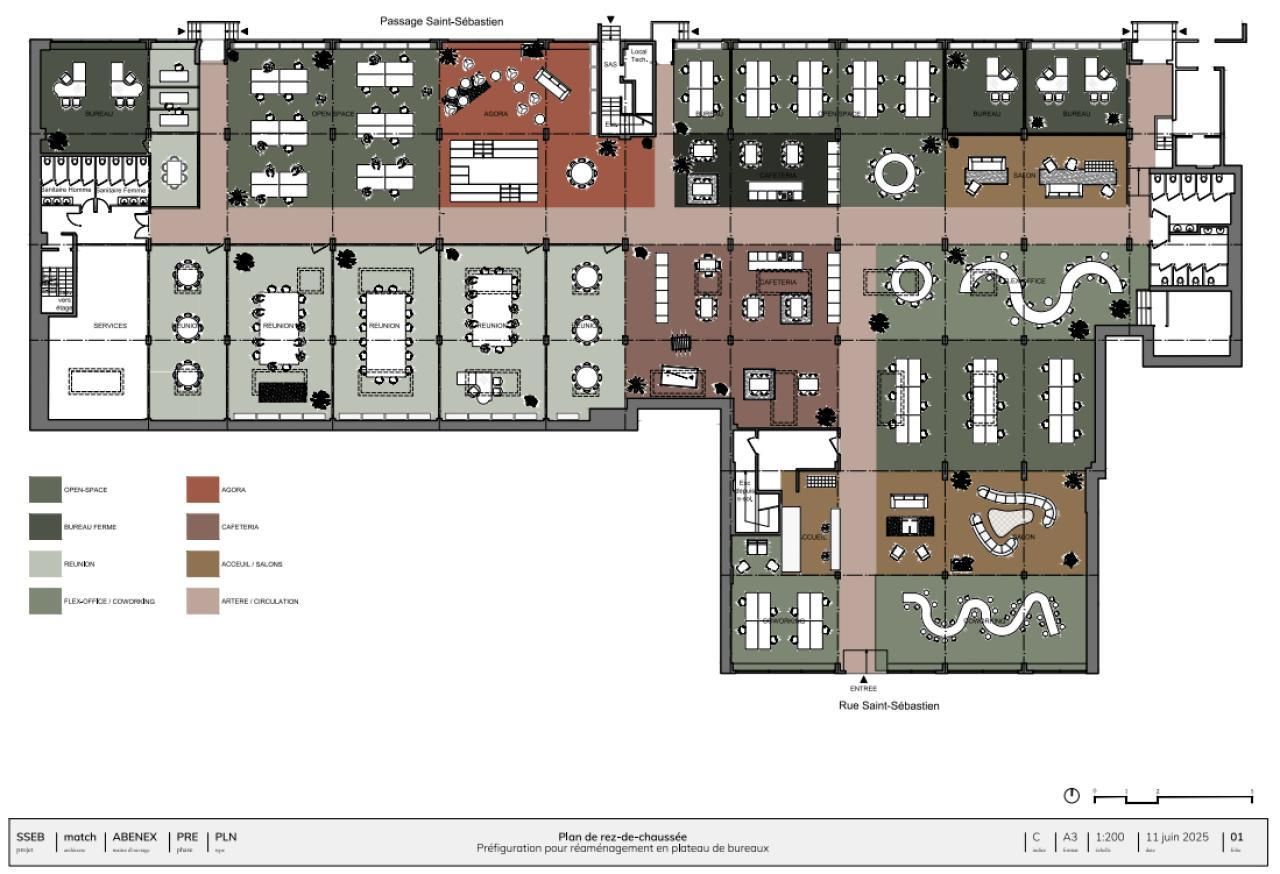 Location Bureaux 1966 m² non divisibles 75011 Paris